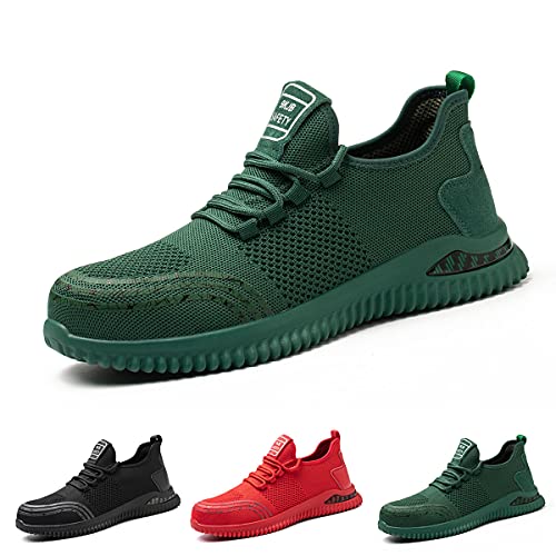 snugnap Chaussures de Sécurité Hommes Femmes Basket de Securite Legere Embout Acier Protection Confortable Chaussures de Travail Antiderapante Noir Bleu Gris Green38 Cover
