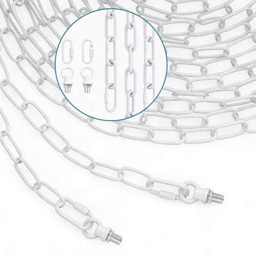 Image of garini 10 Feet White Light Fixture Chain, Adjustable Metal Pendant Chandelier Chain Extension with Detachable Link, Maximum Load is 66 Pounds