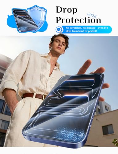 Image of MAGIC JOHN Easy Installation for iPhone 17 Pro Screen Protector, 2 Pack | 9H Tempered Glass, Auto Dust-Elimination, Bubble Free, HD Clear