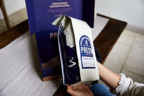 Presto Coffee | House Espresso Coffee Beans | 1kg | Dark Roast | Chocolate Almond Notes | Rainforest Alliance Certified Arabica | Fully Recyclable Packaging.