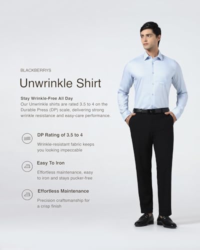 Image of Blackberrys Men's Cotton Solid Slim-Fit Formal Shirts