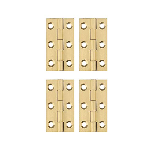 YOFASEN Copper Small Hinges - Brass Folding Butt Hinges for Furniture Cabinet, Gold, 2 Inch(50x27x1.2mm) - 4pcs