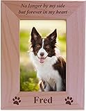 No Longer by My Side but Forever in My Heart - Custom Engraved Wood Dog Picture Frame Holds 4x6 Inch...
