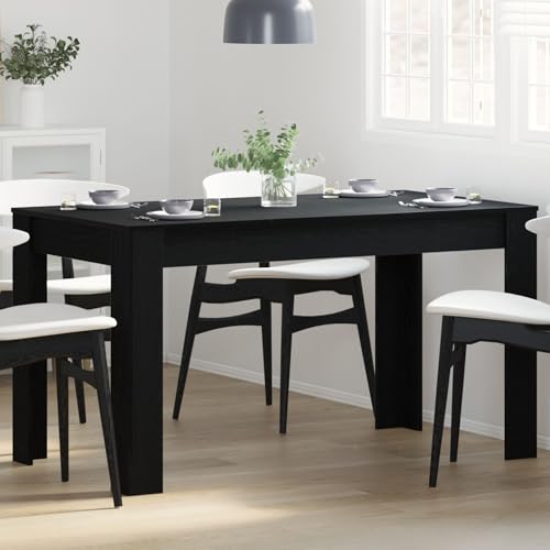 Homgoday Mesa de Comedor, Mesa Salon Mesa de Comedor Negra de Roble 140x74,5x76 cm de Madera de Ingeniería
