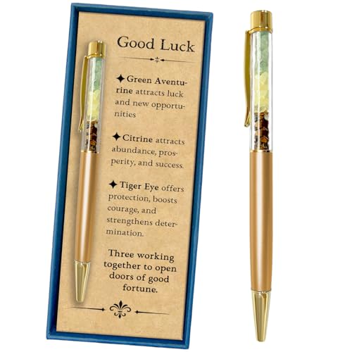 Nuyviare Handcraft Crystal Pen, Valentine’s Day Gifts for Her Him, Self Love, Good Luck, New Beginning Gifts, Protection Anxiety, New Chapter Gift, Journal Pen, Planner for Writer (Good Luck)