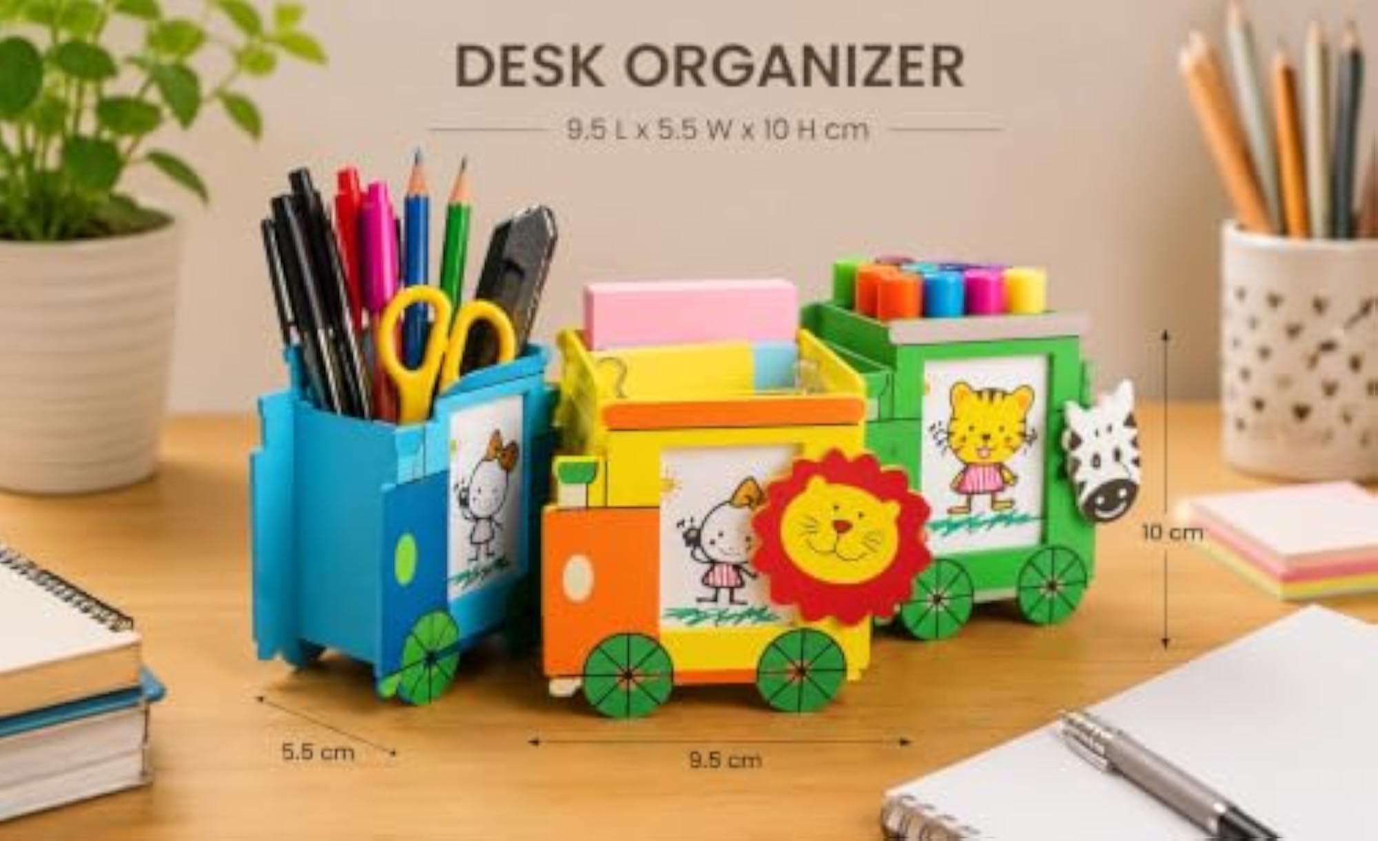 Wooden Pen Stand with Photo Frame, Pack of 6
