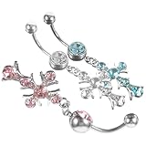 IMIKEYA Piercing Ombligo de Aleación Diseño de Cruz y Gemas de Imitación, Set de 3 Anillos para Mujer, Lago, Joyas Corporales para Fiestas y Playa