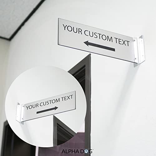 Alpha Dog Signs - Custom Corridor Sign 4X12 Inches Right Arrow Double Sided Projecting Hallway Sign For Business Or Office Made In The Usa (Brushed Stainless) #TOP3