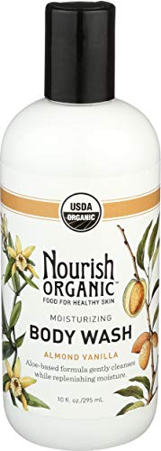 Nourish Organic Moisturizing Cream Body Wash, Almond Vanilla, 10 Fluid Ounce