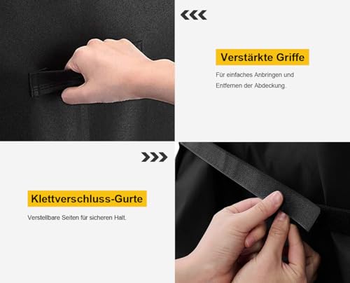 Dokon Grill Abdeckhaube Wetterfest Grillabdeckung mit Verstellbare Gurte, Robustes 420D Oxford-Gewebe Winddicht Anti-UV Grill Abdeckung, Gasgrill Schutzhülle für Weber, Enders, 76x66x109cm - Schwarz