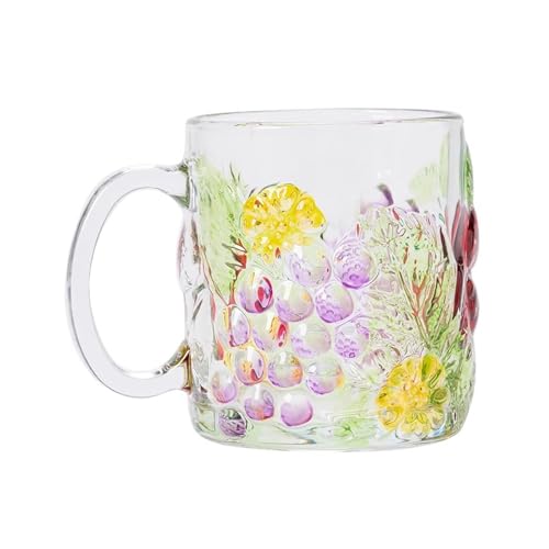 Vaso soplado a relieve artesanal con motivos de uvas y acabado de alta cristalería 2