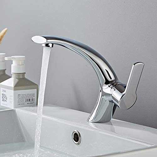Mitigeur en laiton pour lavabo de salle de bain avec robinet chromé F6141-2