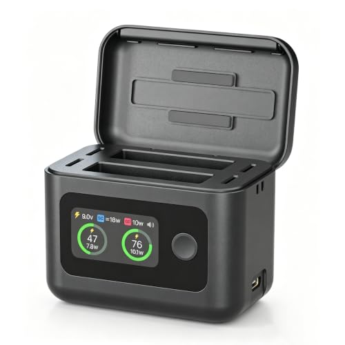 Insta360 X6 �Ή� �[�d�� �o�b�e���[�`���[�W���[�A�N�Z�T���[ (Black) | LCD�o�b�e���[�c�ʕ\���@�\�t��,2�o�b�e���[�𓯎��ɏ[�d�T�|�[�g Misro SD�J�[�h�X���b�g�t�� PSE�F�؂��擾�ς�