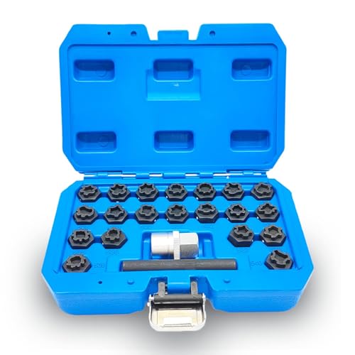 22PCS Wheel Locking Nut Key Kit Compatible with VW VAG Volkswagen, Wheel Lock Nut Socket Adapter Set, Anti-Theft Lug Nut Removal Tool