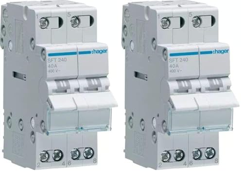 Conmutateur modulaire Hager 2P 40A pour sécuriser l'alimentation de la maison (Lot de 2)