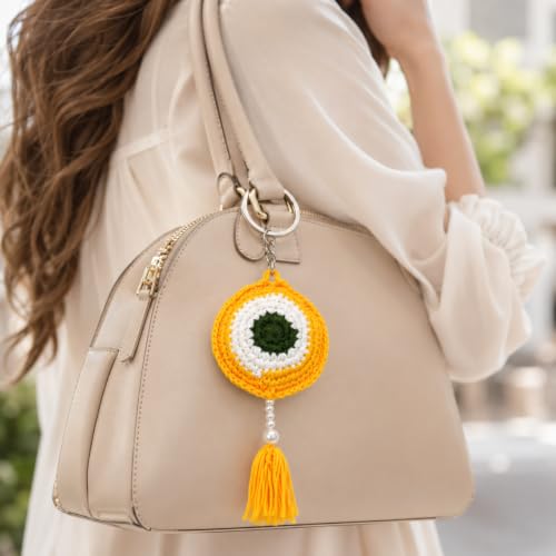 Image of Handmade Crochet Keychain Flower Design
