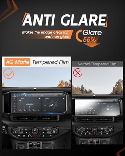 CDEFG Matte Screen Protector for 2024-2025 2026 Jeep Wrangler/4xe/Gladiator, (Sport,Willys, Sahara, Rubicon, Mojave,High Altitude) Touch Screen - 12.3" Matte Anti-Glare Tempered Glass — view 2
