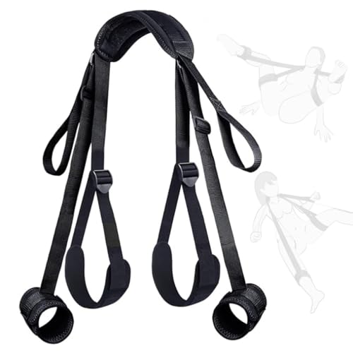 Appareil d'entraînement réglable en nylon noir pour les jambes, accessoire auxiliaire pour le yoga