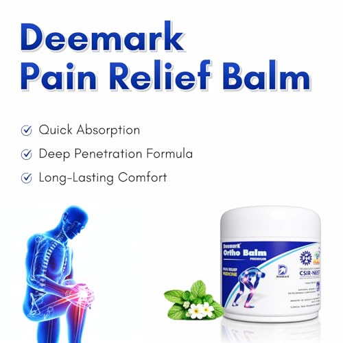 Image of Deemark Ortho Balm Natural Pain Relief Balm for Muscle & Joint Pain | Ayurvedic Formula | Suitable for Sports & Gym related injuries | (50 g (Pack of 5)) & 50ml Ortho Oil Free