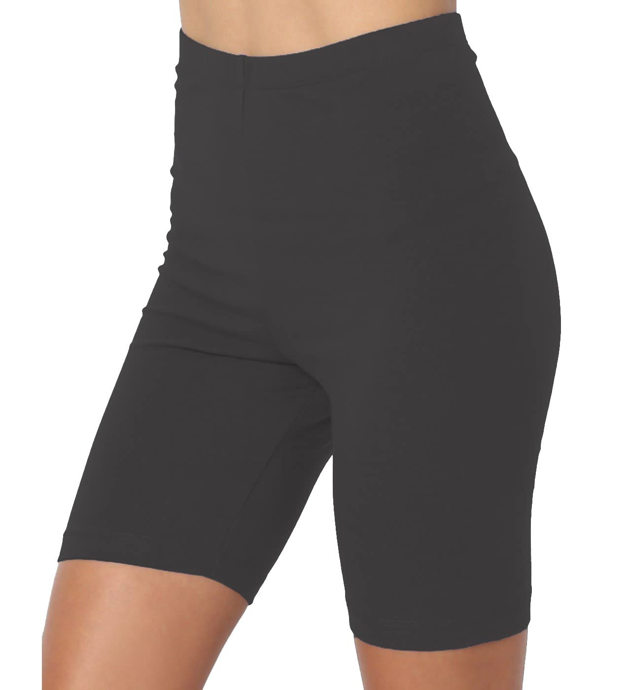 Crazy FashionPlain Cycling Shorts Women Stretch Casual Ladies Lycra Cotton Womens Summer Shorts Fitted Relaxed Over-Knee Dancing Walking Running Biker Active Sports Yoga Short UK 6-18