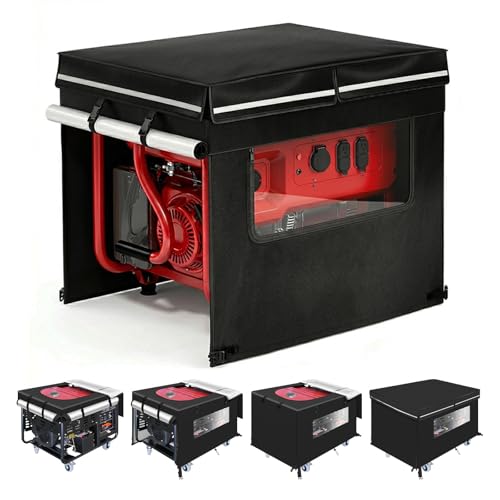 Generator Covers while Running 38L28W27H Waterproof Generator Covers for Outside with Top Opening and Visual Operation Window Double-layer Fabric Suitable for 5000W-15000W Generators Black