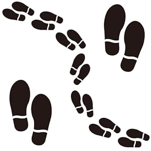 25 Pairs 50 Prints Black Shoe Footprint Stickers Footprint Floor Decals Stickers for Floor Sign Guide Directions Feet Distance Wall Decals Party Decor
