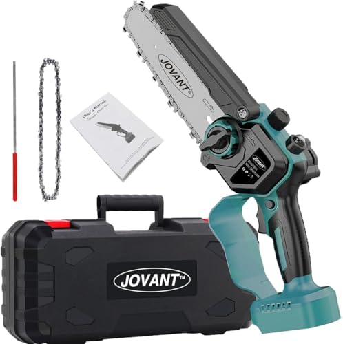 Mini Chainsaw Cordless for JOVANT Battery (No Battery), Electric Chainsaw with Auto Oiler-System Small Handheld Saw JOVANT 6-inch Power Chain Saws (Tools Only)
