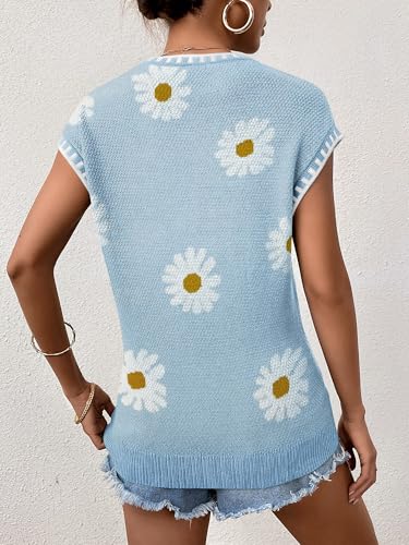 Image of Cap Sleeve Sweater Tops for Women 2026 Knit Summer Sleeveless Tank Vest | Slim Fit, Trendy Color Block, Soft, Skin-Friendly, Strechy, Lightweight, Breathable, Casual Daily Wear