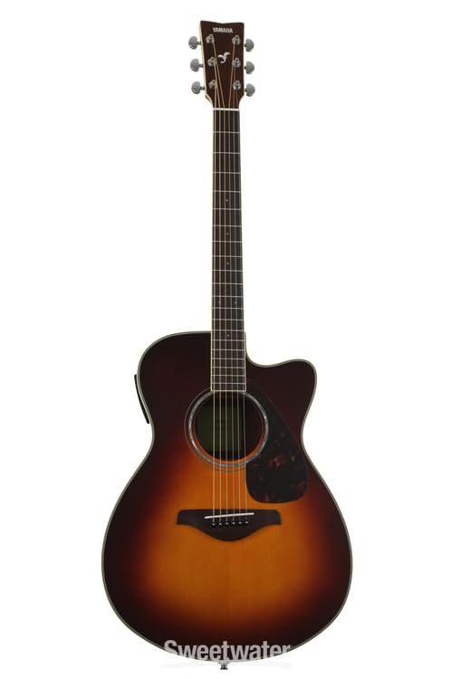 Image of Yamaha FSX830C Small Body Solid Top Cutaway Acoustic-Electric Guitar, Rosewood Body, Concert, Brown Sunburst