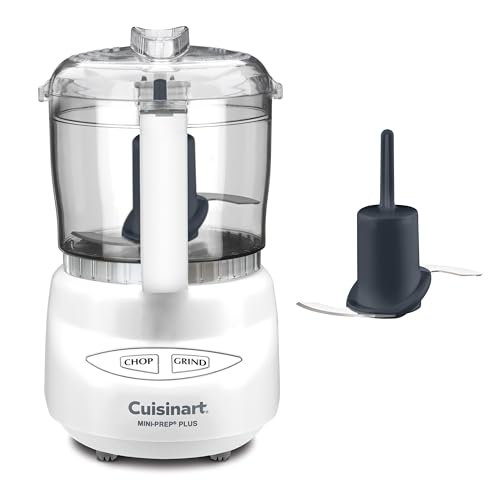 Cuisinart Mini-Prep Plus Food Processor, 24-Ounce Mini Food Processor to Chop Herbs, Vegetables, and Hard Cheese, 24-Ounce Work Bowl, Reversible Stainless Steel Blade, DLC-2A, White