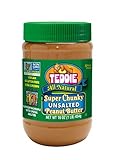Teddie All Natural Peanut Butter, 16 Ounce 1 Pack, Gluten Free & Vegan, 16 Ounce Plastic Jar (16 Ounce (Pack of 1), Super Chunky Unsalted)