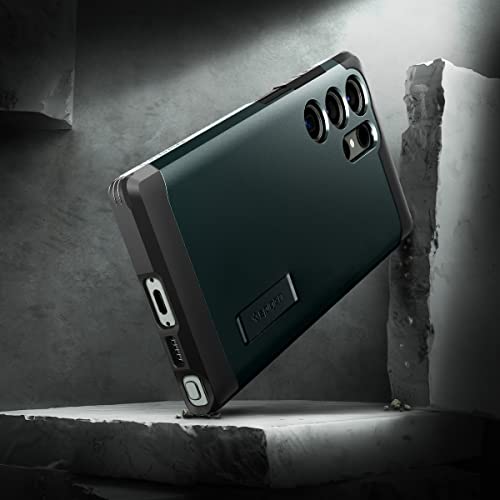 Spigen Tough Armor for Samsung Galaxy S23 Ultra Case, Galaxy S23 Ultra Back Cover (2023) - TPU+Poly Carbonate｜Abyss Green