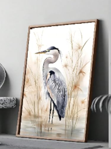 Aigrette et grue blanche affiche triptyque avec cadre inclus