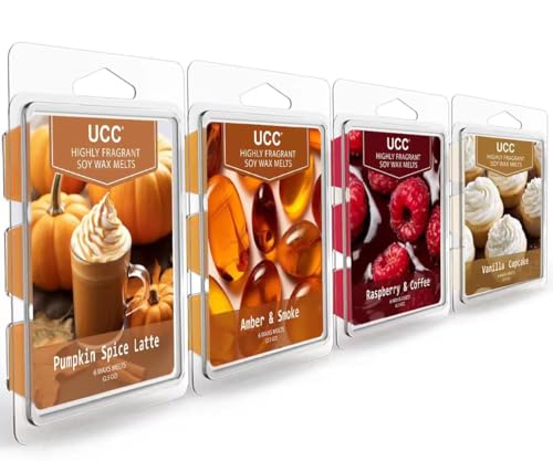 UCC Plant Based All Natural Wax Melts, Strong Fragrance, Long Lasting Premium Soy Scented Melts Cubes, Wax Melts Tarts, Colored Wax Melt - 4 Pack