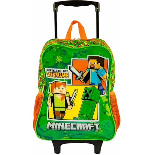 Mochila com Rodinha, Minecraft Survive, Grande, 44 cm, Sestini