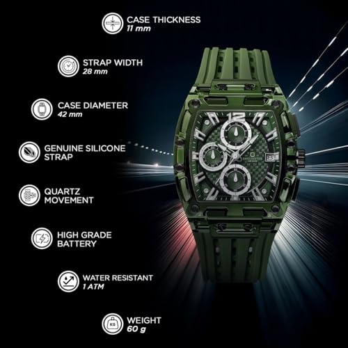 Image of Carlington Nitro Analog Chronograph Men's Polyurethane Strap Wrist Watch | Quartz Movement | Water & Shock Resistant Watch for Men | Casual & Formal Wear - CT 7105