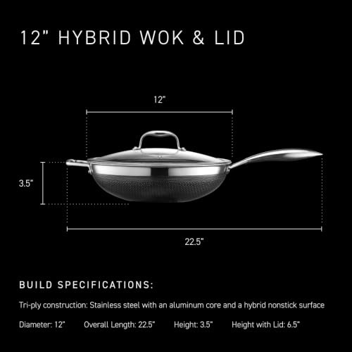 Image of HexClad 12 inch Hybrid Nonstick Wok & Lid, Induction-Ready, Dishwasher Safe