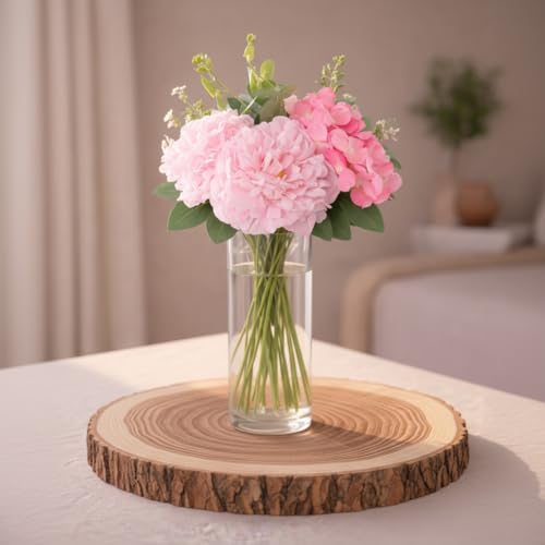 Image of Premium Artificial Flower Bunch - Pink Lotus, Rose with Green Leaf | Realistic Fabric Petals | Artificial Flowers for Vase | Home Decoration Items for Living Room & Bedroom || Pink