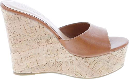 Image of BAMBOO Women's Clear Band Platform Wedge Slide