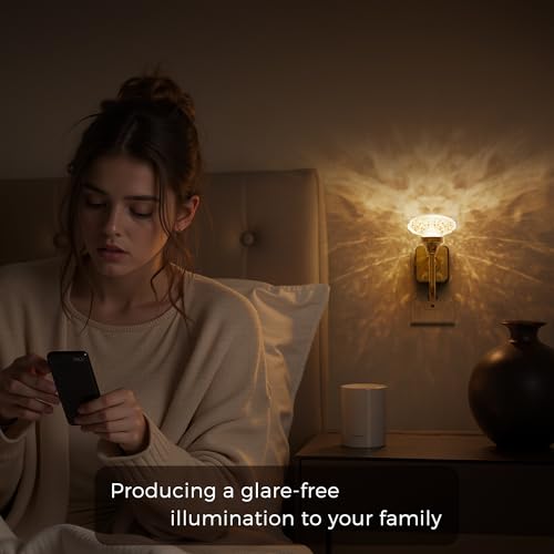 Image of L LOHAS LED Night Lights Plug into Wall,10-Color Changing RGB Floral Night Lights, Dusk to Dawn,3 Brightness Levels,Rotatable Plug in Nightlight for Bedroom, Nursery, Hallway, Gift