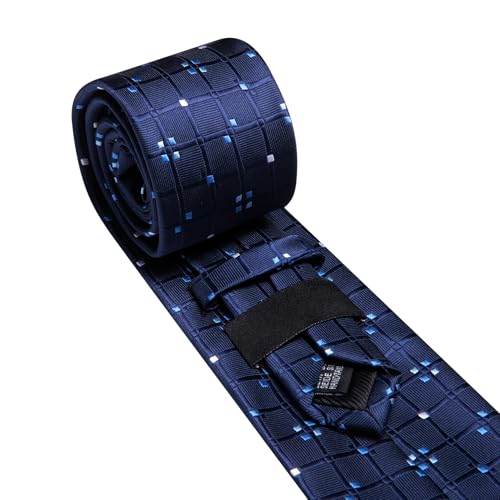 Image of Barry.Wang Mens Tie Set Plaid Check Neckties Formal Business Wedding Luxury Pocket Square Cufflinks