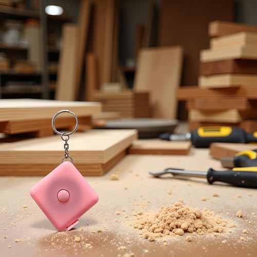 Cinta métrica portátil cuadrada rosa mini compacta telescópica miniatura 4