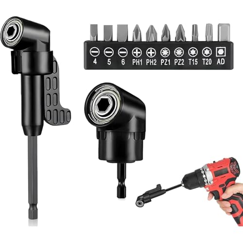 PONGH 2 Stk 105° Winkelschrauber Vorsatz Adapter, Winkelschrauber Aufsatz Set mit 1/4-Zoll Sechskantschaft, Corner Tool Screw Hub Flexible Winkelaufsatz für Elektrische Winkelbohrer