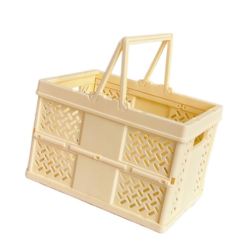 perfk Caja de almacenamiento plegable, ahorra espacio, multiusos, cubo organizador, capacidad para exteriores, Amarillo