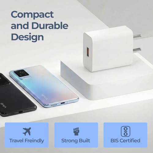 Image of UNIGEN 44W Flash Charge USB Fast Charger Compatible with Vivo V21, V20, Y73, Y100, T2, T1,T4X,Lite /Ultra /T3 /3X /Pro /T2X,Z10 /10X /5G,9X,9S,Lite,7 Pro,Y28S /28E /39 /19E (White)