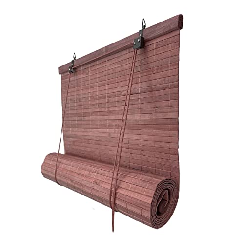 Persiana Estor de Bambú Natural Enrollable (MARRÓN Oscuro, Ancho 80 x Largo 160 cm)
