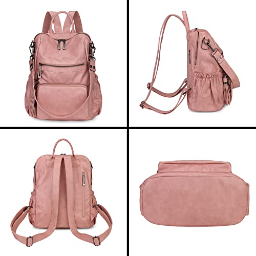 Image of Uromee Travel Backpack Purse for Women Vegan Leather Ladies Fashion Tassel Shoulder Bag Convertible