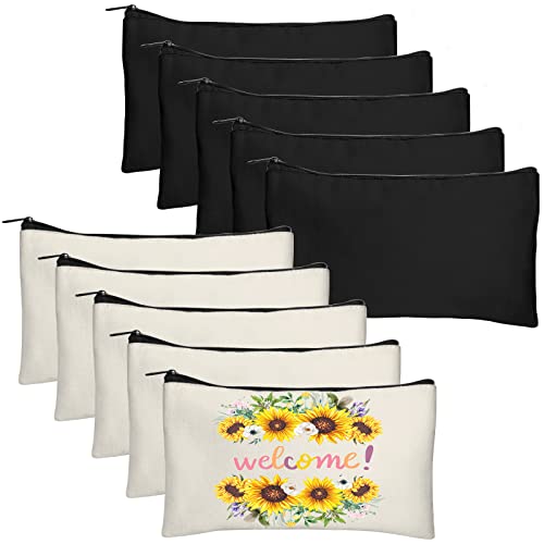 Legigo 10 Pack Blank Canvas Bag Zipper Pouch Makeup Bags