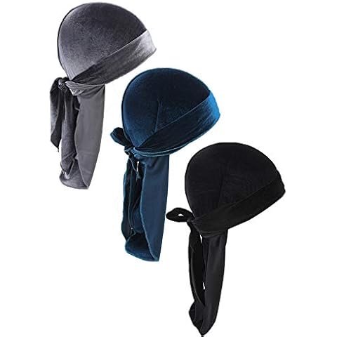 Upsmile Durag Long Tail Headwraps Velvet Bandana Hat Chemo Hat Muslim Headscarf Cover