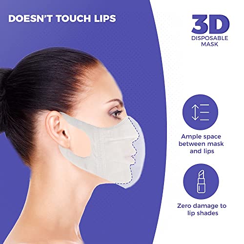 Image of CARE VIEW N95 3 Dimensional Disposable Face Mask Pouch, Multicolor,with Incredibly Soft Spandex Non Woven Fabric Ear loop (Blue,Green,White, Pink,Black PACK OF 50)